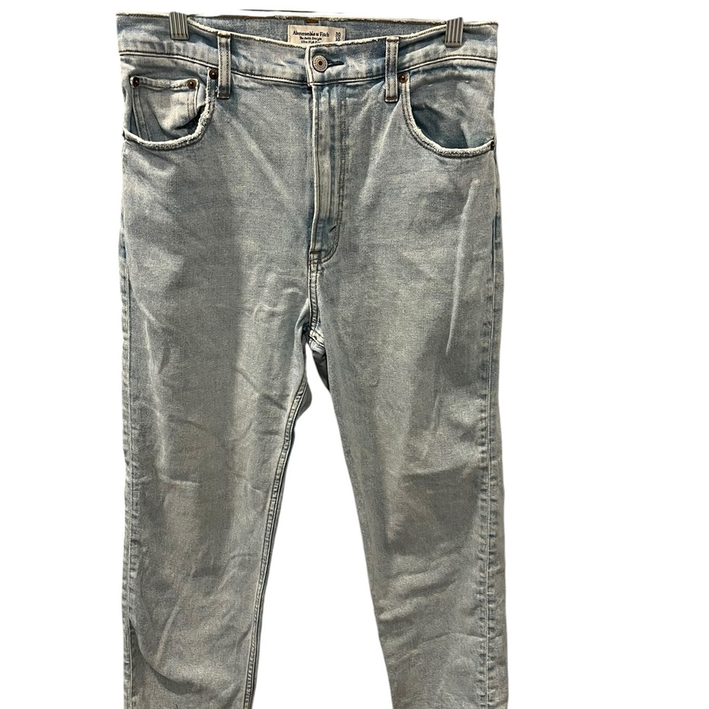 Abercrombie & Fitch Ankle Straight Ultra High Rise Blue Denim Jeans Size 10